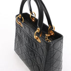 Dior Lady Dior Cannage Leather Handbag in Black
