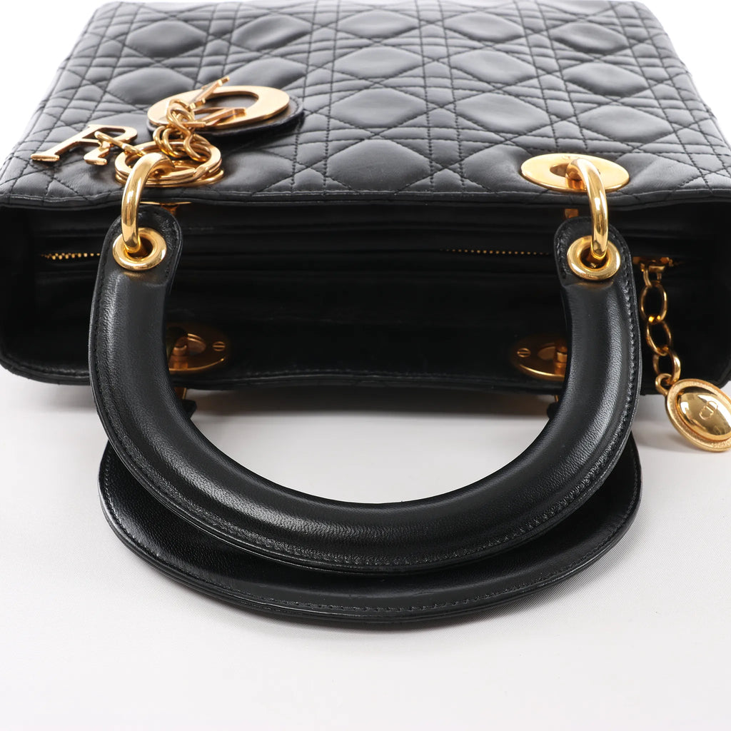 Dior Lady Dior Cannage Leather Handbag in Black