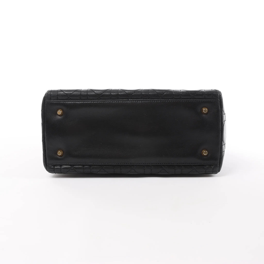 Dior Lady Dior Cannage Leather Handbag in Black