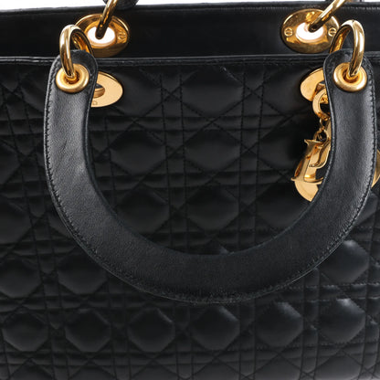 Dior Lady Dior Large Cannage Leather Handbag in Black