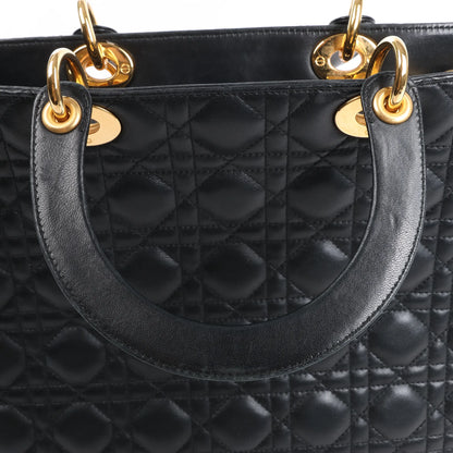 Dior Lady Dior Large Cannage Leather Handbag in Black