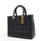 Dior Lady Dior Large Cannage Leather Handbag in Black