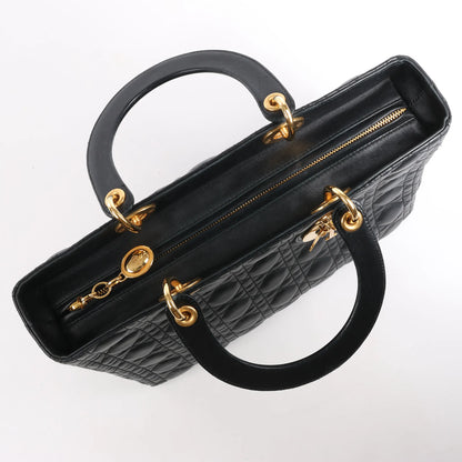 Dior Lady Dior Large Cannage Leather Handbag in Black