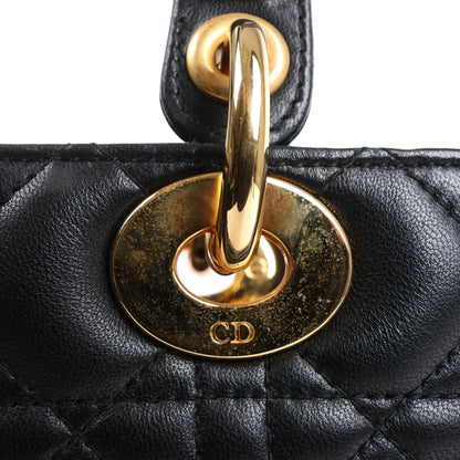 Dior Lady Dior Large Cannage Leather Handbag in Black