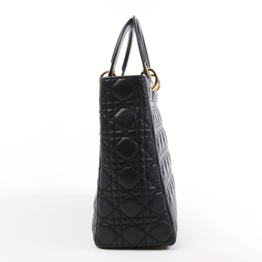 Dior Lady Dior Large Cannage Leather Handbag in Black