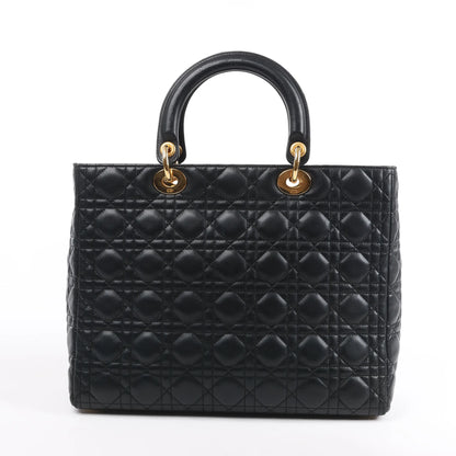 Dior Lady Dior Large Cannage Leather Handbag in Black
