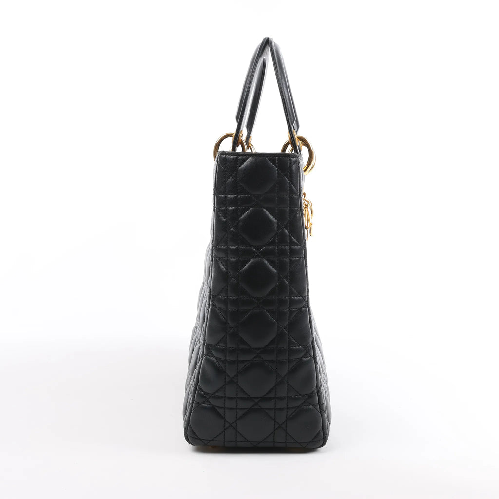 Dior Lady Dior Large Cannage Leather Handbag in Black
