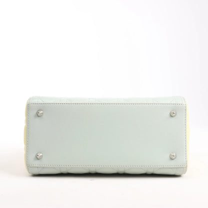 Dior Lady Dior Large Cannage Leather Handbag in Pastel Blue x Pink x Yellow