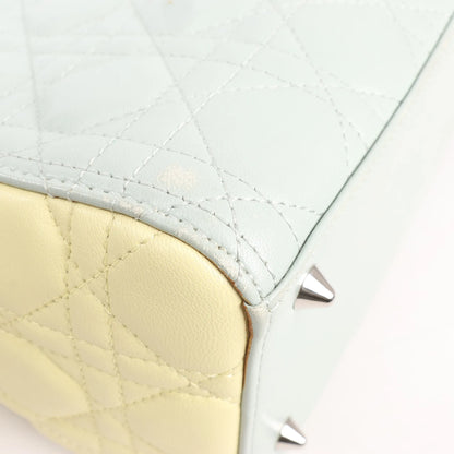 Dior Lady Dior Large Cannage Leather Handbag in Pastel Blue x Pink x Yellow