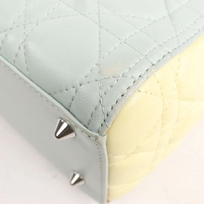 Dior Lady Dior Large Cannage Leather Handbag in Pastel Blue x Pink x Yellow