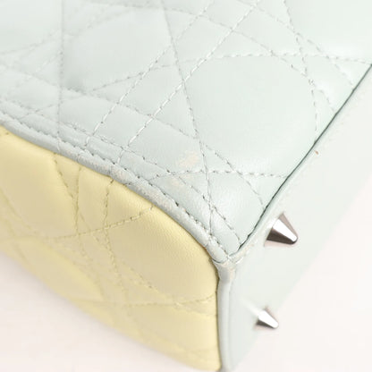 Dior Lady Dior Large Cannage Leather Handbag in Pastel Blue x Pink x Yellow