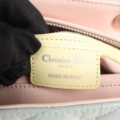 Dior Lady Dior Large Cannage Leather Handbag in Pastel Blue x Pink x Yellow