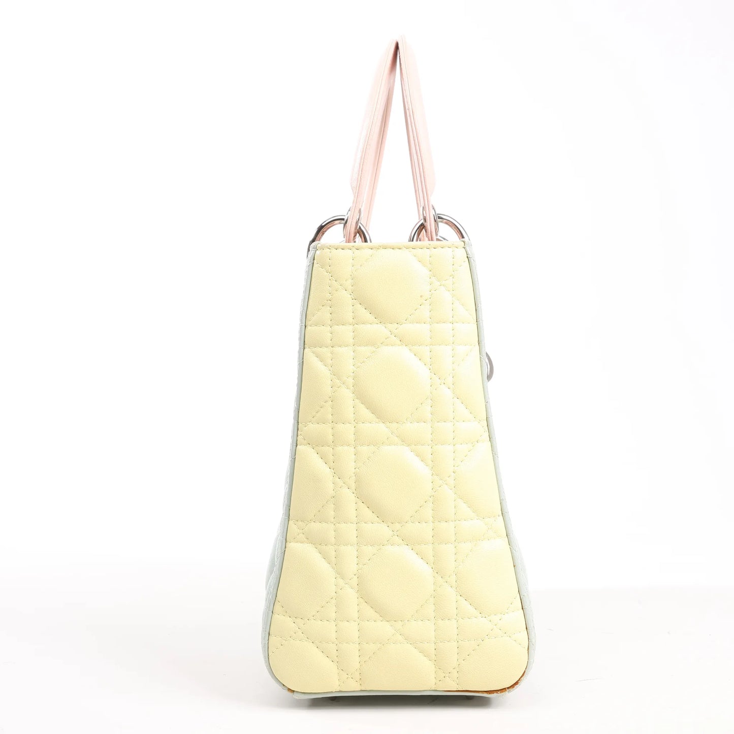 Dior Lady Dior Large Cannage Leather Handbag in Pastel Blue x Pink x Yellow