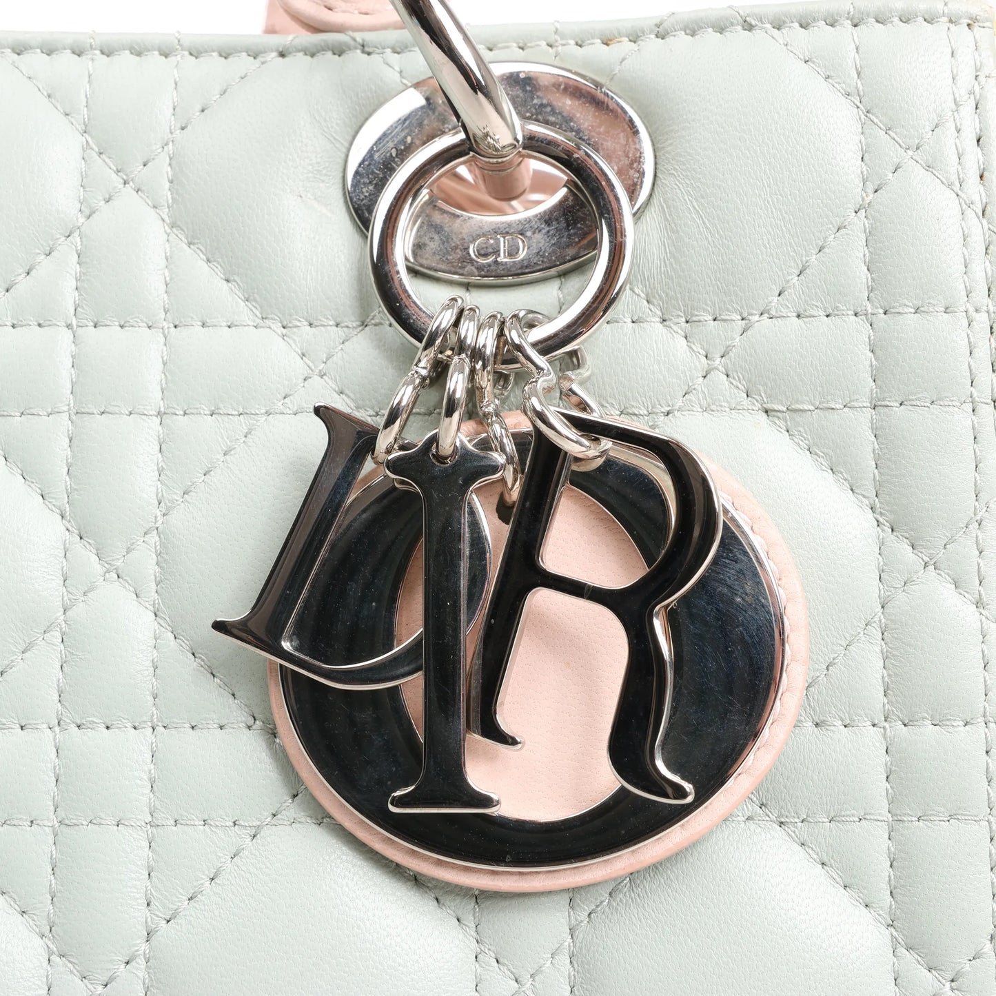 Dior Lady Dior Large Cannage Leather Handbag in Pastel Blue x Pink x Yellow