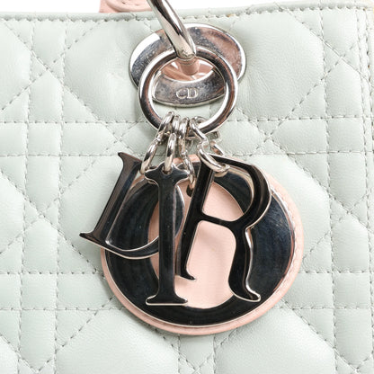 Dior Lady Dior Large Cannage Leather Handbag in Pastel Blue x Pink x Yellow