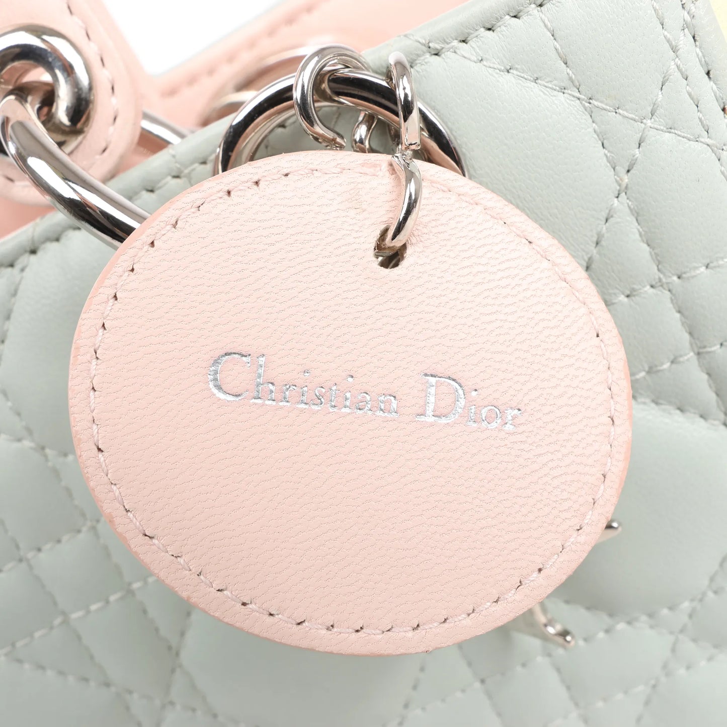 Dior Lady Dior Large Cannage Leather Handbag in Pastel Blue x Pink x Yellow