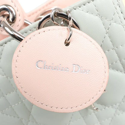 Dior Lady Dior Large Cannage Leather Handbag in Pastel Blue x Pink x Yellow