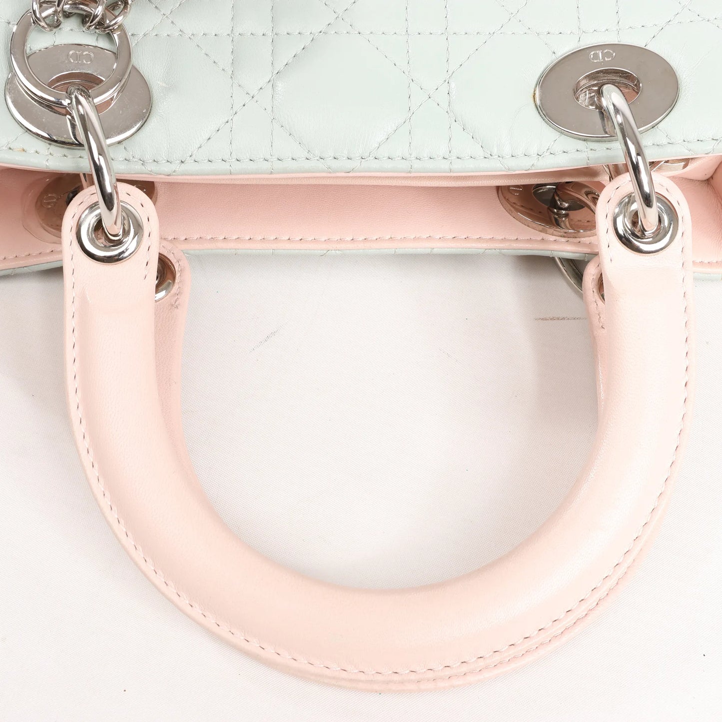 Dior Lady Dior Large Cannage Leather Handbag in Pastel Blue x Pink x Yellow