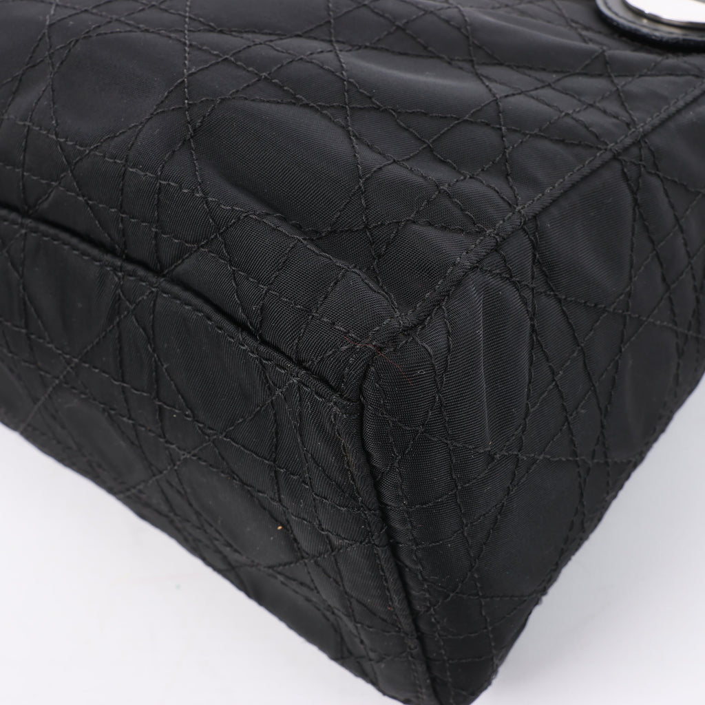 Dior Lady Dior Cannage Nylon Handbag in Black