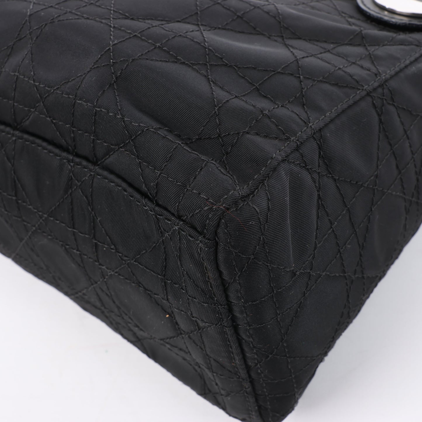 Dior Lady Dior Cannage Nylon Handbag in Black