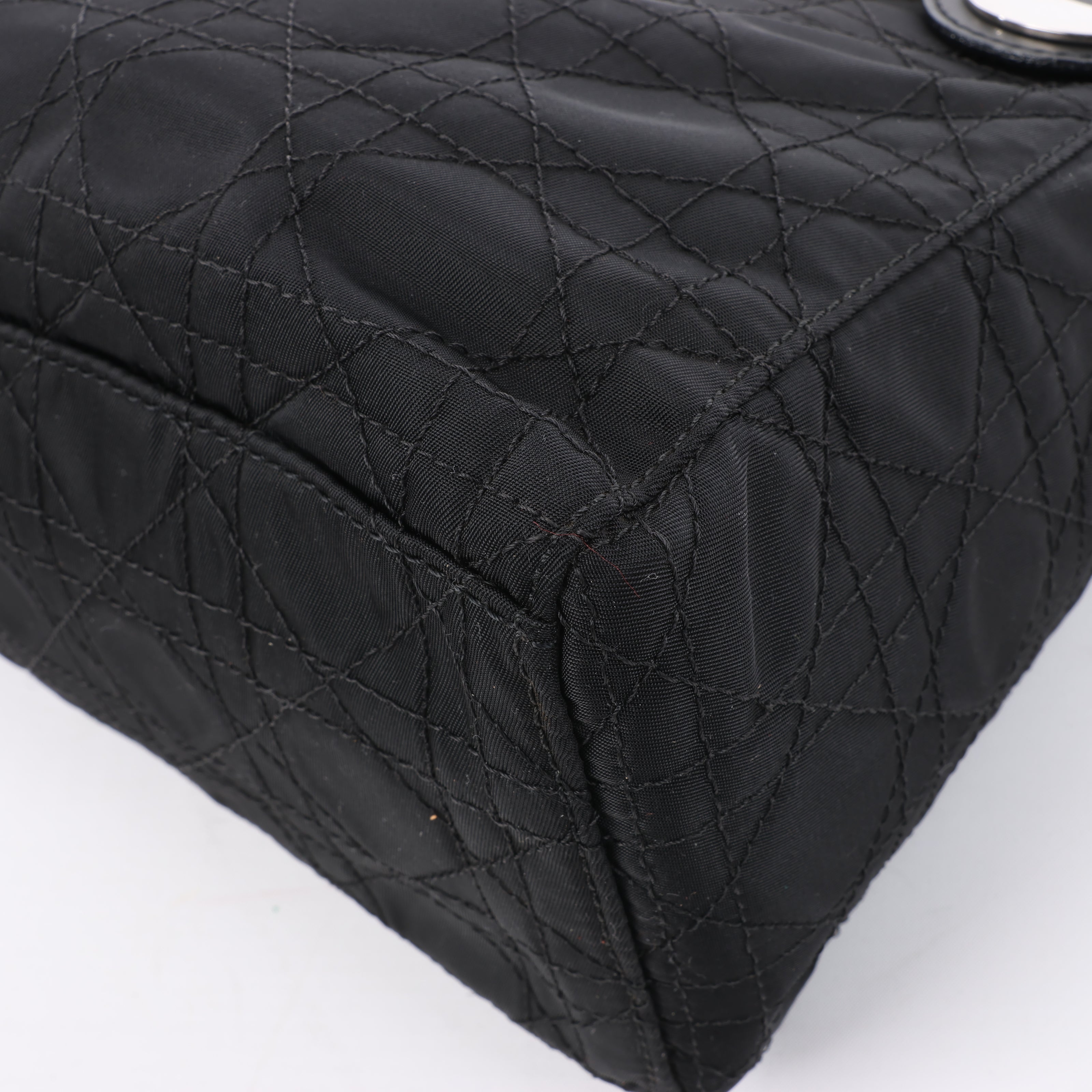 Dior Lady Dior Cannage Nylon Handbag in Black