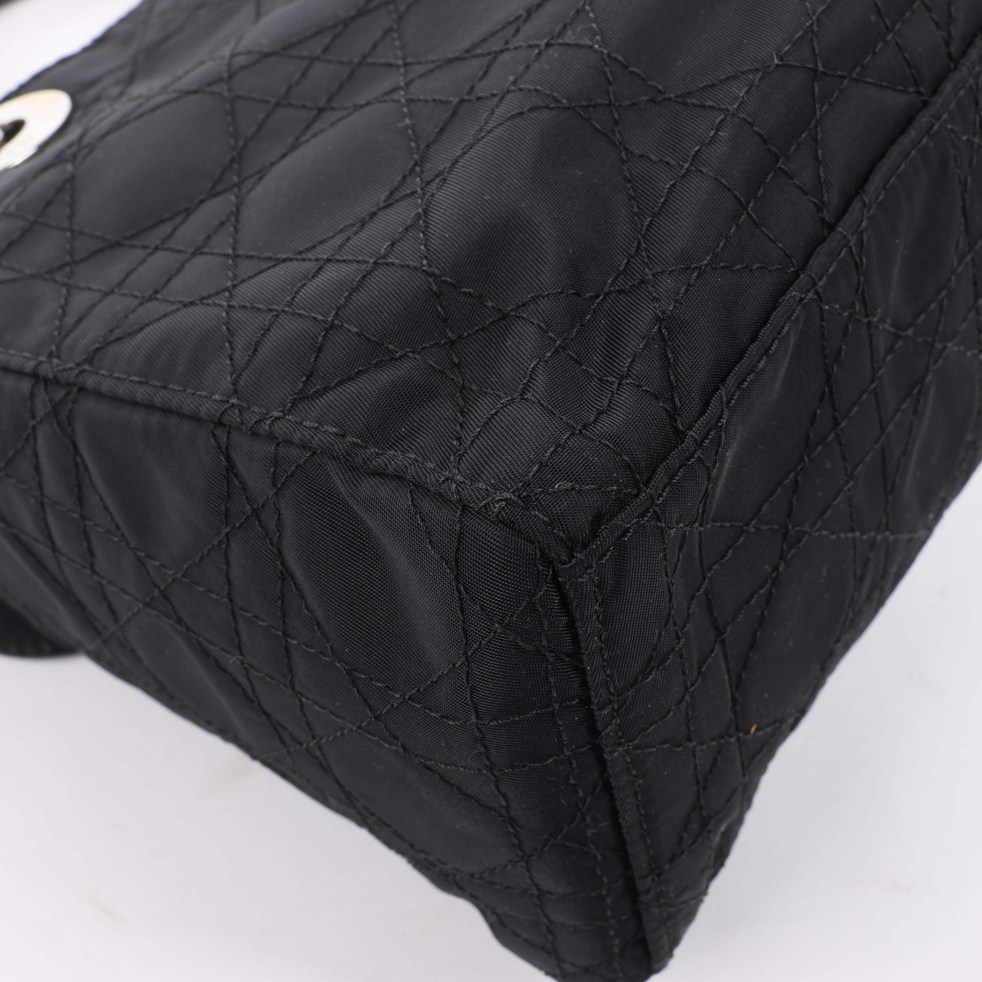 Dior Lady Dior Cannage Nylon Handbag in Black