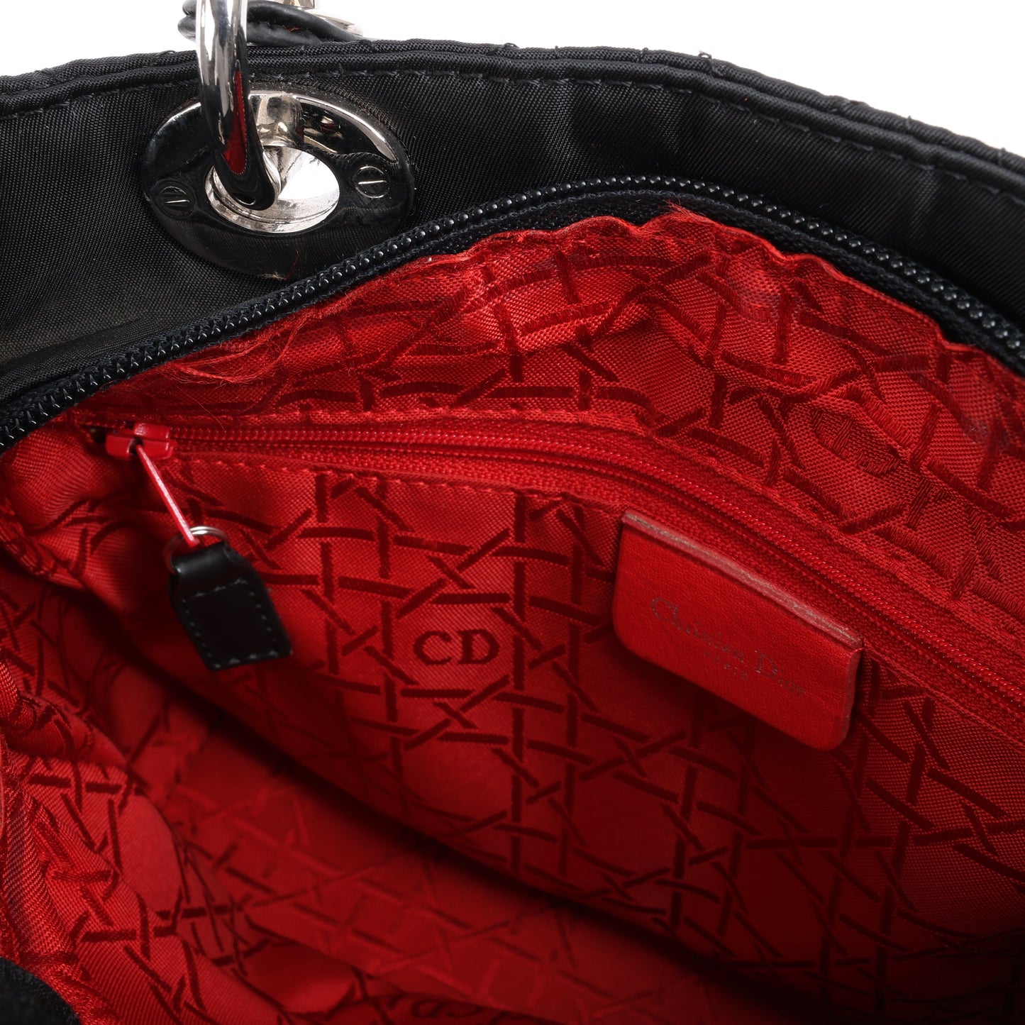 Dior Lady Dior Cannage Nylon Handbag in Black