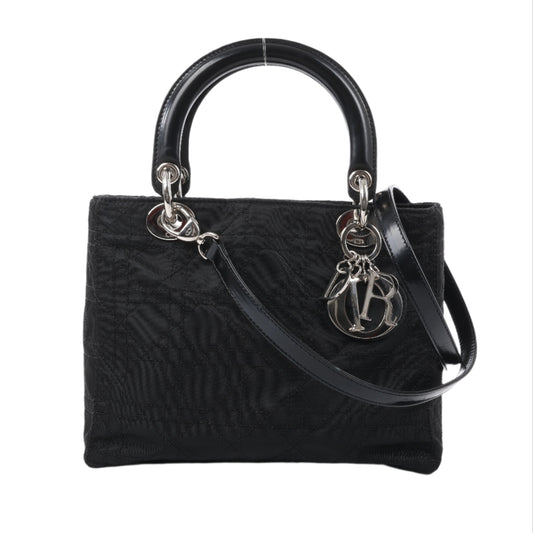 Christian Dior Lady Dior Cannage Nylon Handbag in Black