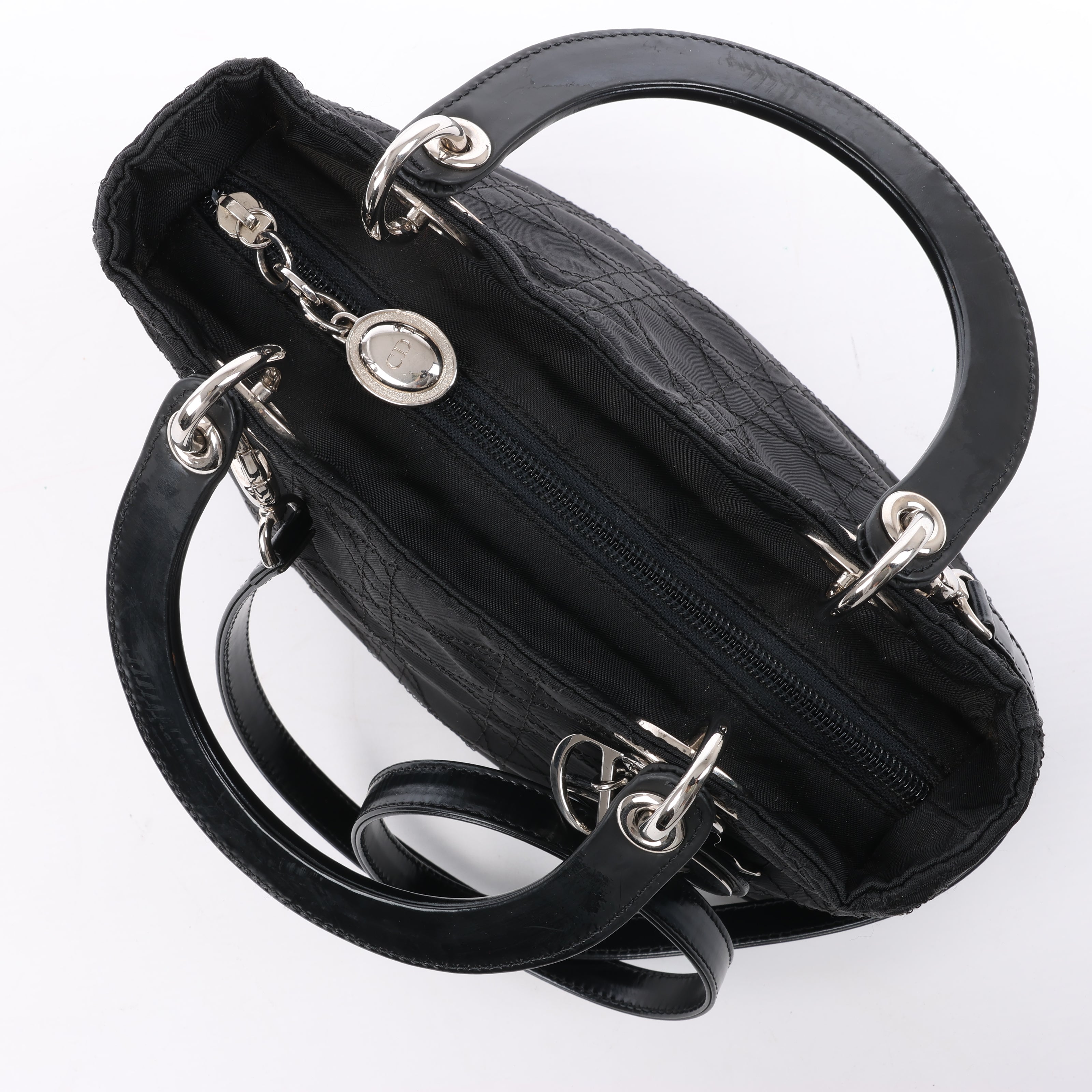 Dior Lady Dior Cannage Nylon Handbag in Black