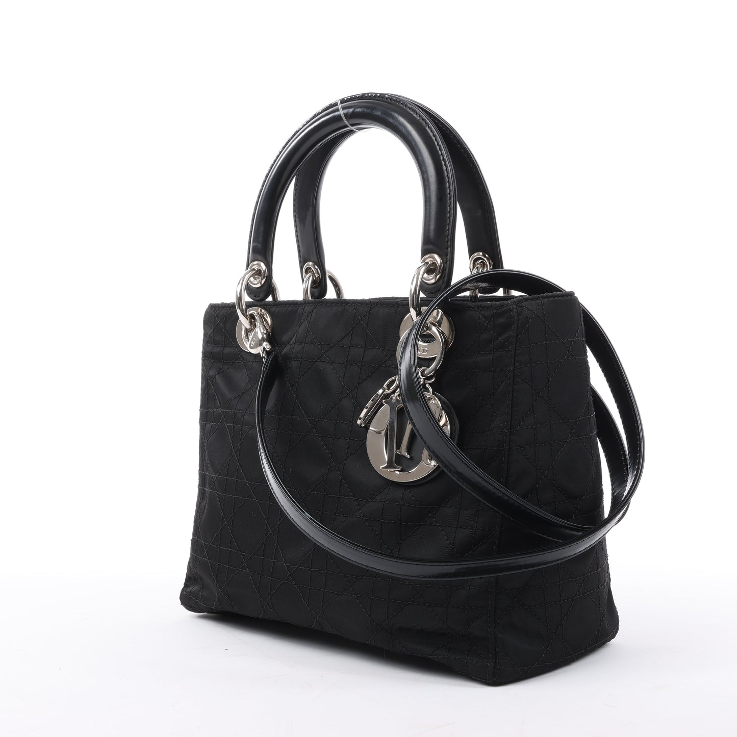 Dior Lady Dior Cannage Nylon Handbag in Black