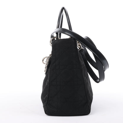 Dior Lady Dior Cannage Nylon Handbag in Black