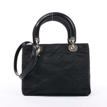 Dior Lady Dior Cannage Nylon Handbag in Black