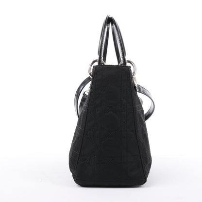 Dior Lady Dior Cannage Nylon Handbag in Black