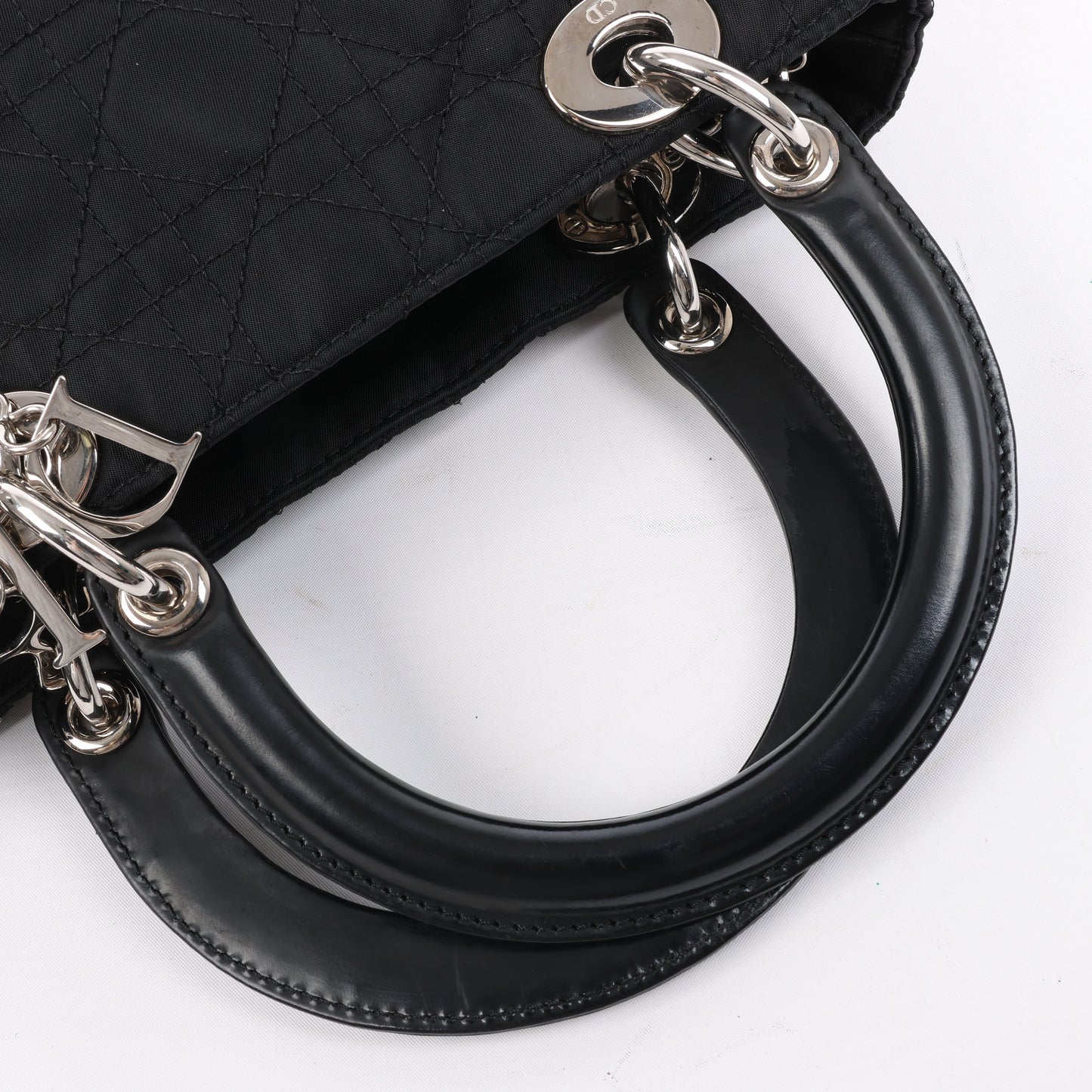 Dior Lady Dior Cannage Nylon Handbag in Black