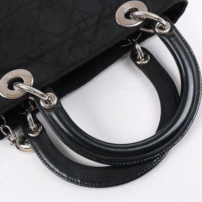 Dior Lady Dior Cannage Nylon Handbag in Black