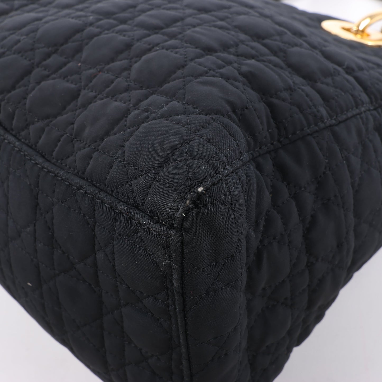 Dior Lady Dior Cannage Nylon Handbag in Black