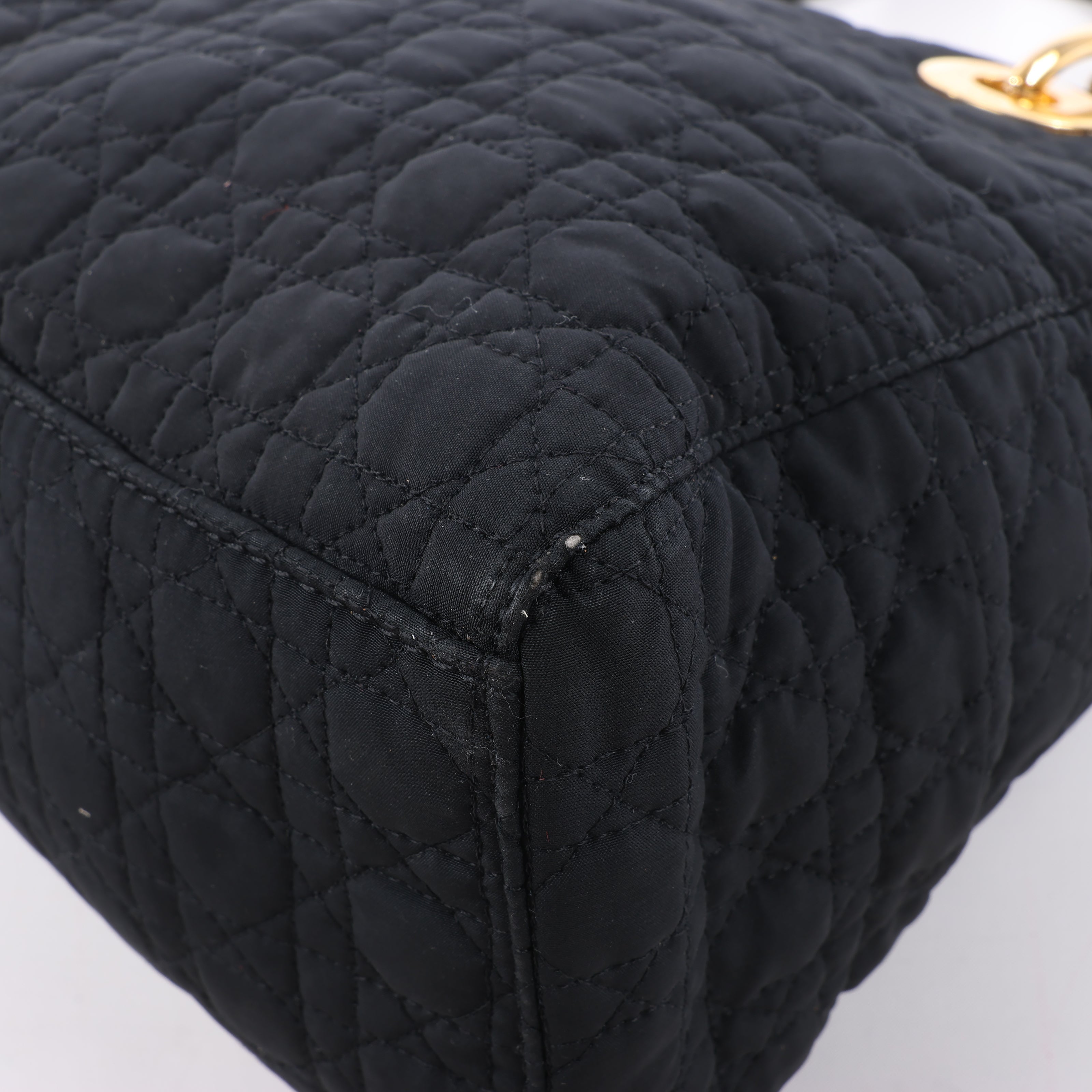 Dior Lady Dior Cannage Nylon Handbag in Black