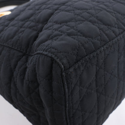 Sac à main en nylon noir Christian Dior Lady Dior Cannage