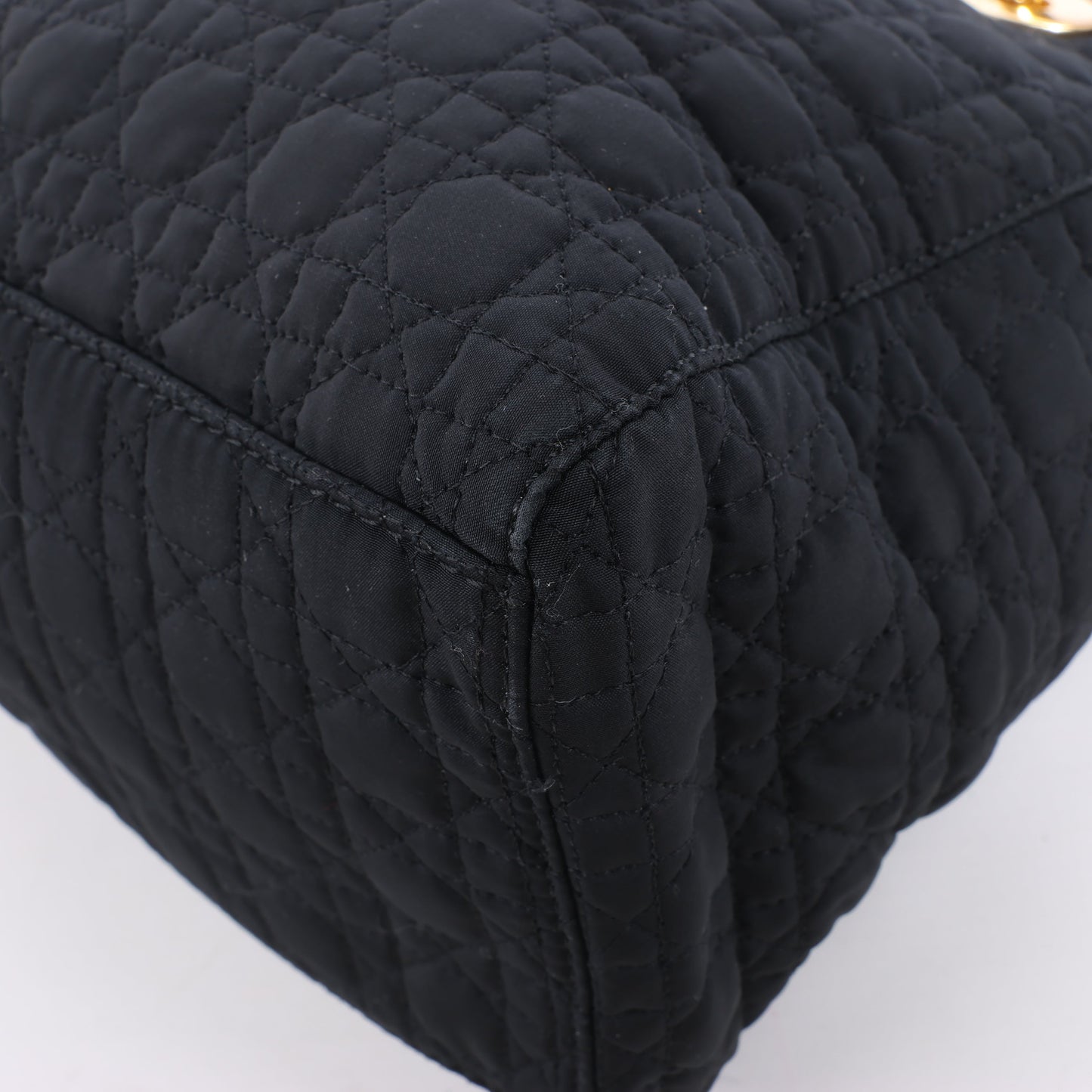 Dior Lady Dior Cannage Nylon Handbag in Black