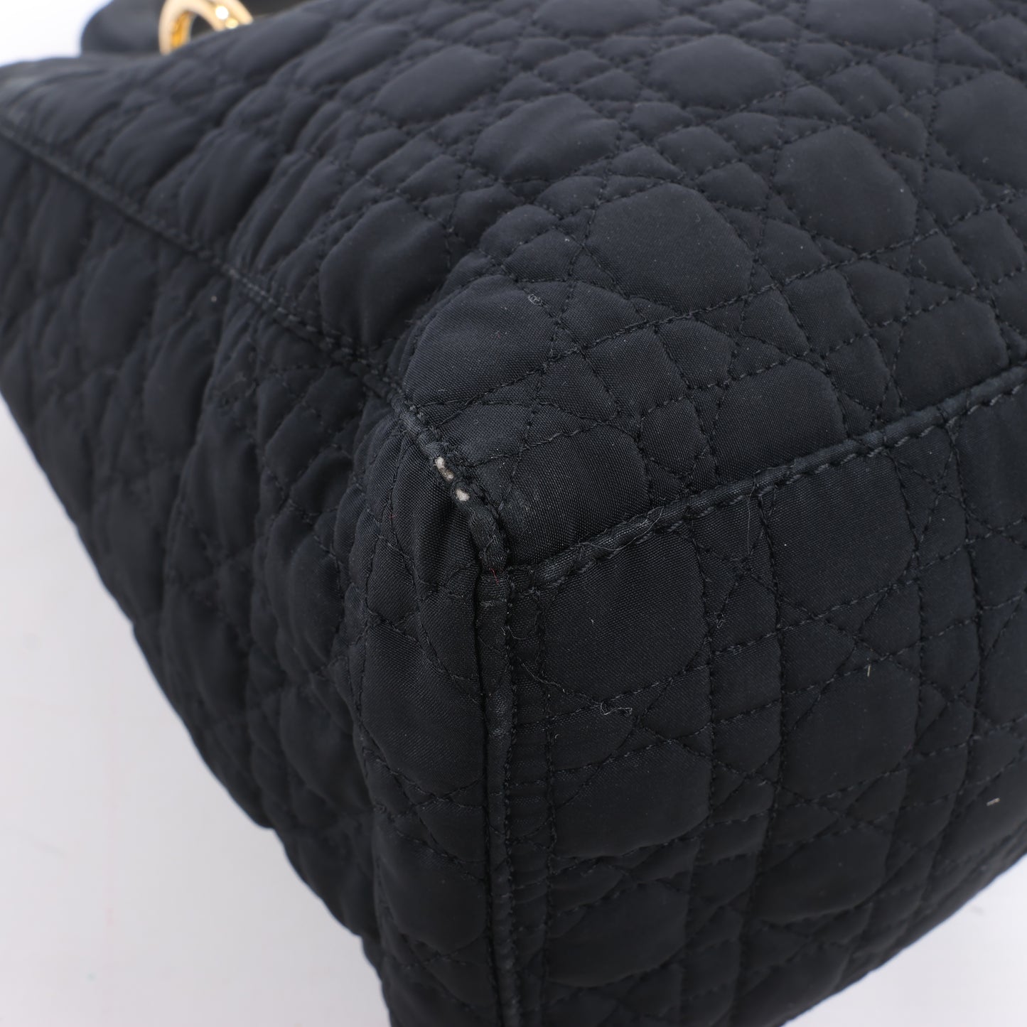 Sac à main en nylon noir Christian Dior Lady Dior Cannage