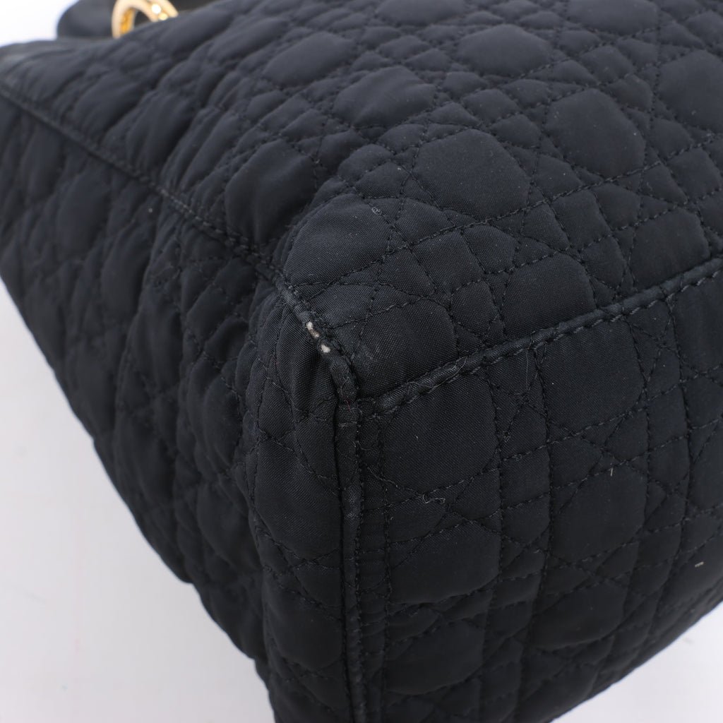 Dior Lady Dior Cannage Nylon Handbag in Black