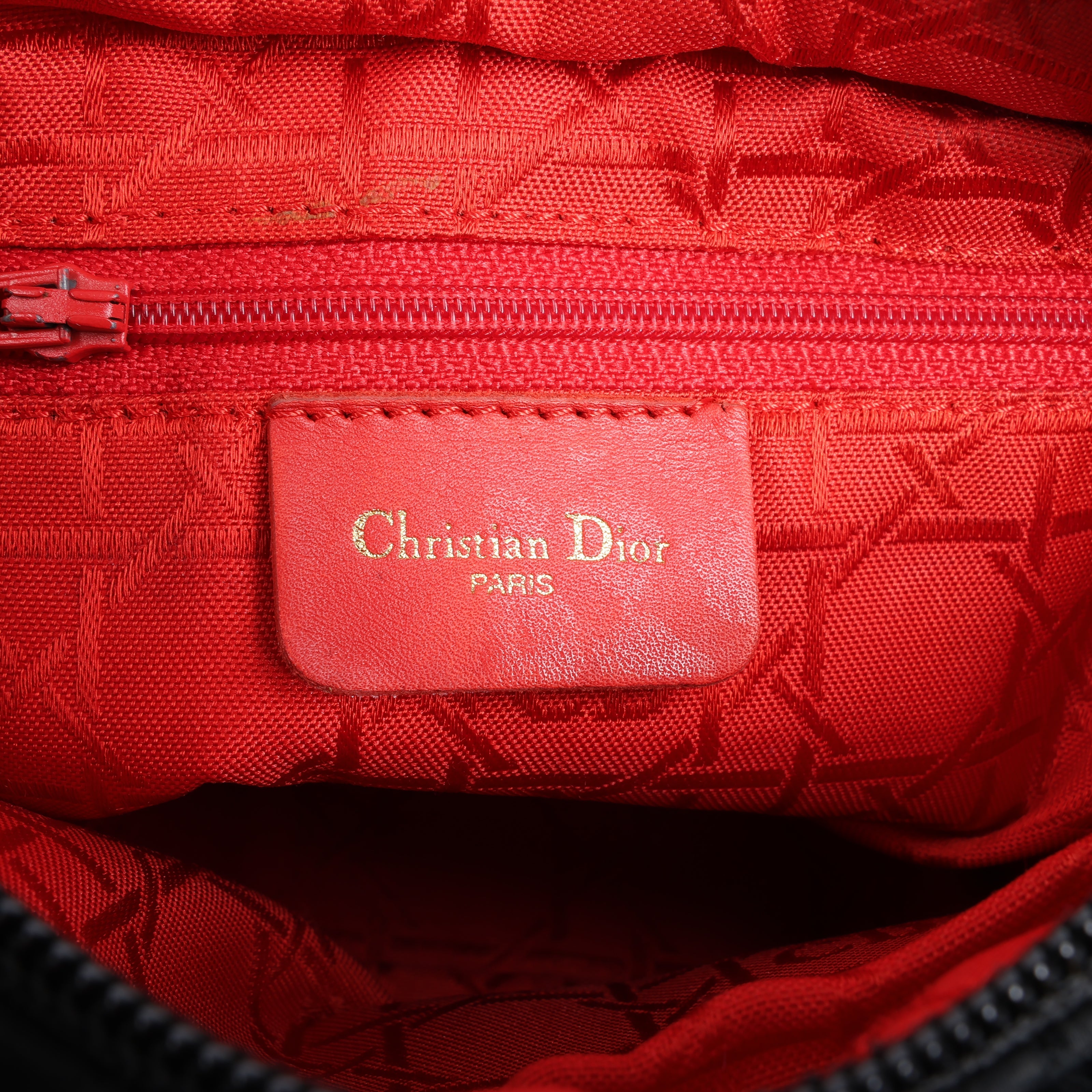 Dior Lady Dior Cannage Nylon Handbag in Black