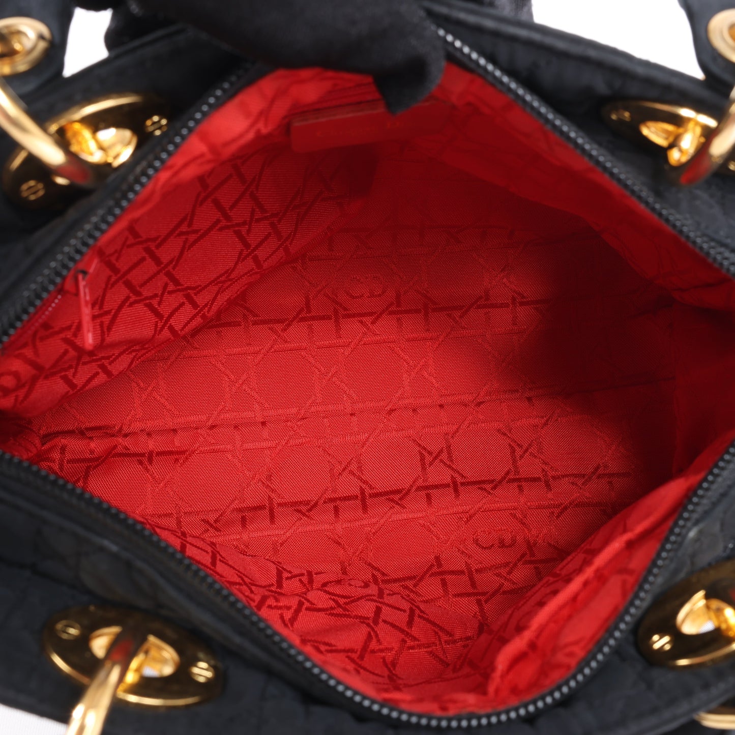 Dior Lady Dior Cannage Nylon Handbag in Black