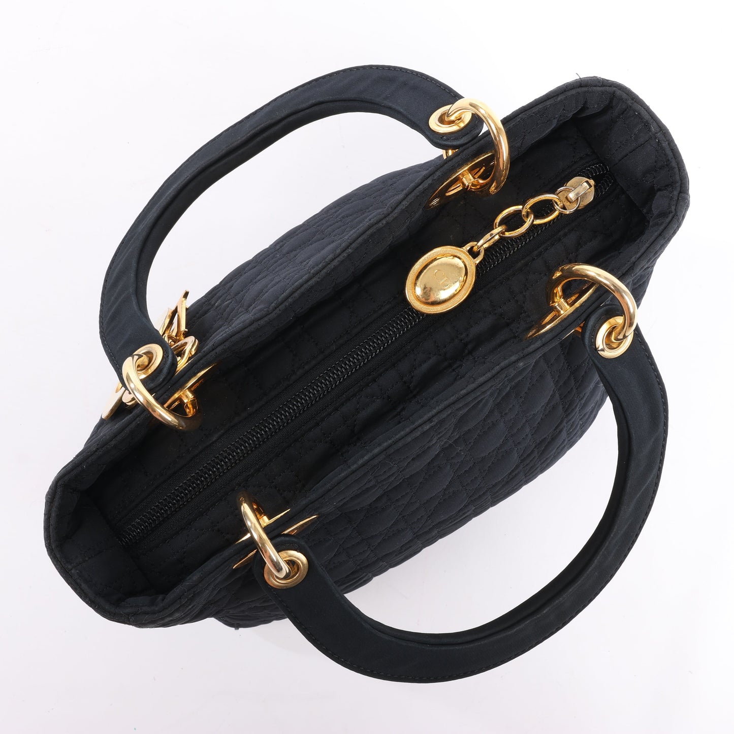 Dior Lady Dior Cannage Nylon Handbag in Black