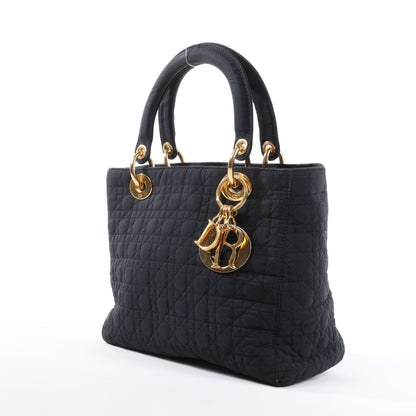 Dior Lady Dior Cannage Nylon Handbag in Black