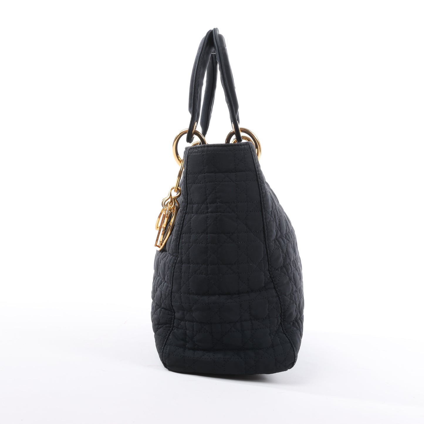 Sac à main en nylon noir Christian Dior Lady Dior Cannage
