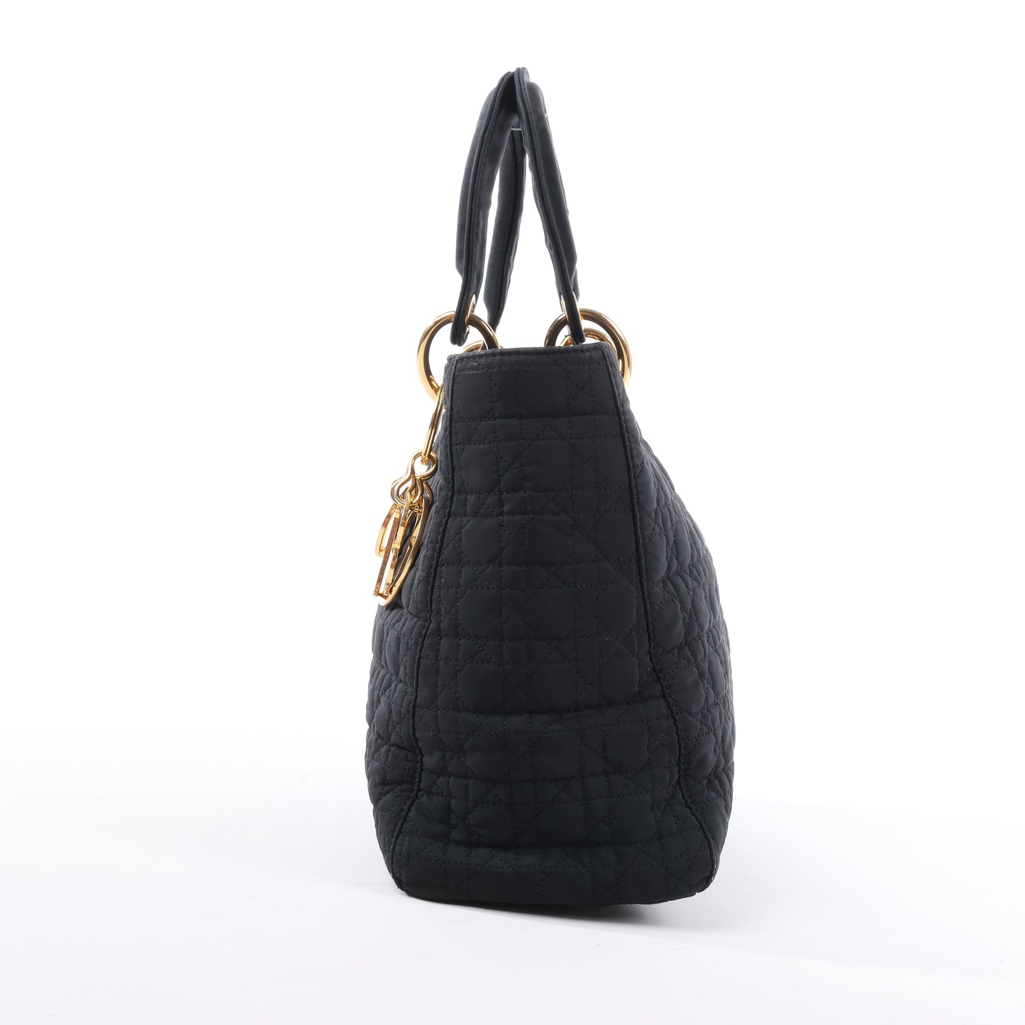 Dior Lady Dior Cannage Nylon Handbag in Black
