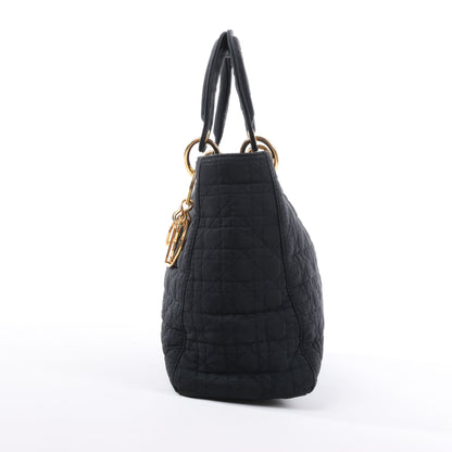 Dior Lady Dior Cannage Nylon Handbag in Black