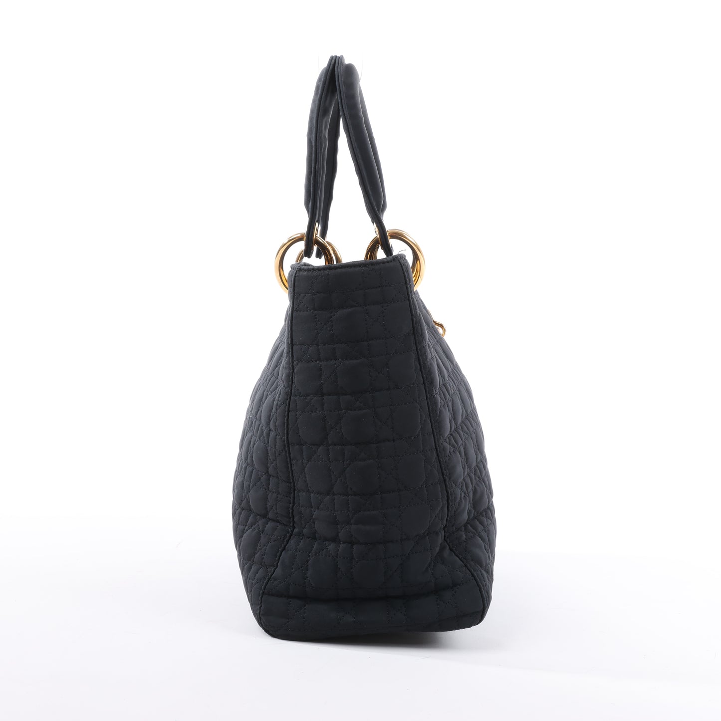 Sac à main en nylon noir Christian Dior Lady Dior Cannage