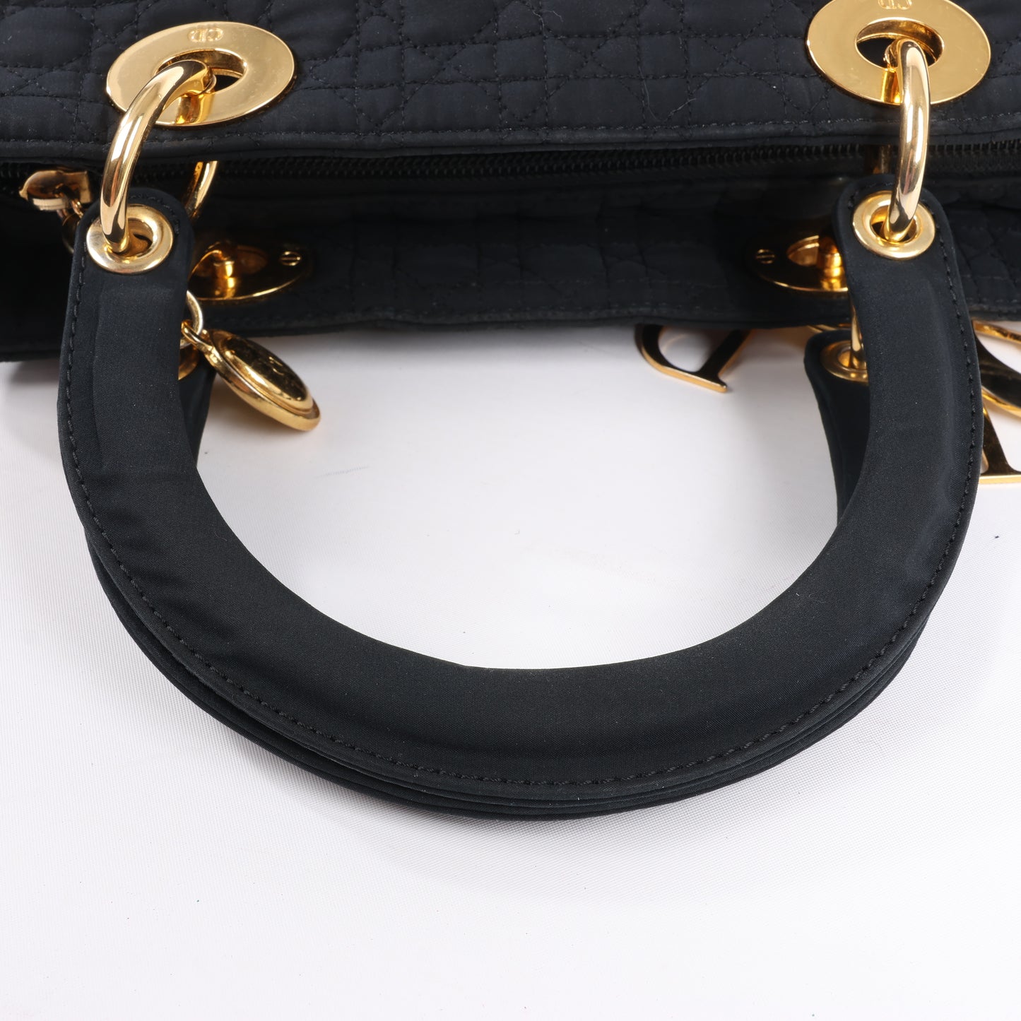 Sac à main en nylon noir Christian Dior Lady Dior Cannage